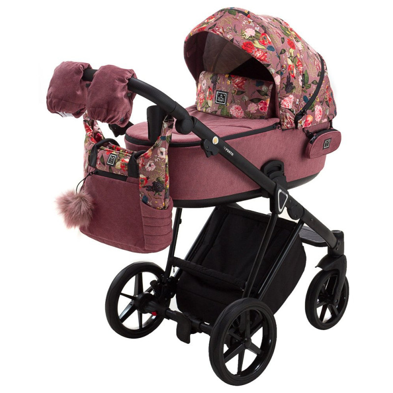 Універсальна коляска 2 в 1 Adamex Porto Flowers рожевий