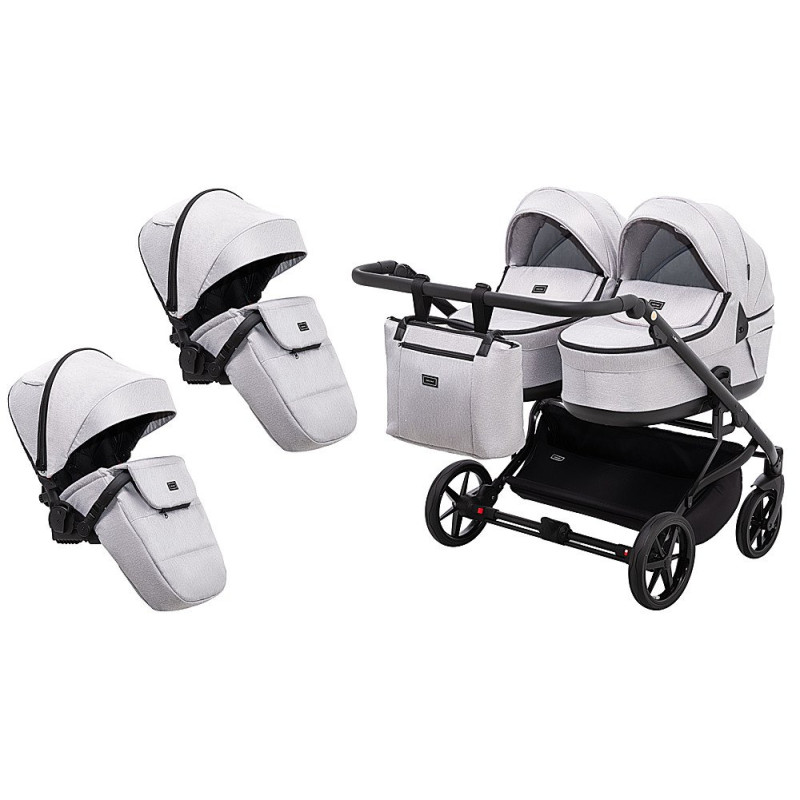 Універсальна коляска 2 в 1 для двійні Adamex Leo Duo Tip TK-1 світло-сірий