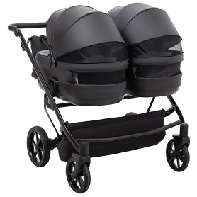 Універсальна коляска 2 в 1 для двійні Adamex Leo Duo Eco SA-2 чорний