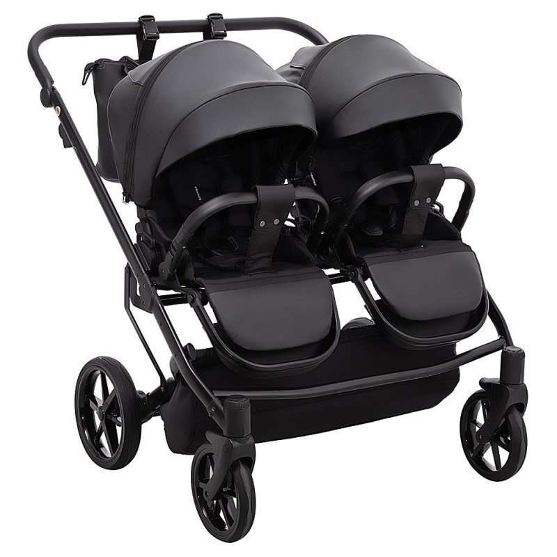 Універсальна коляска 2 в 1 для двійні Adamex Leo Duo Eco SA-2 чорний