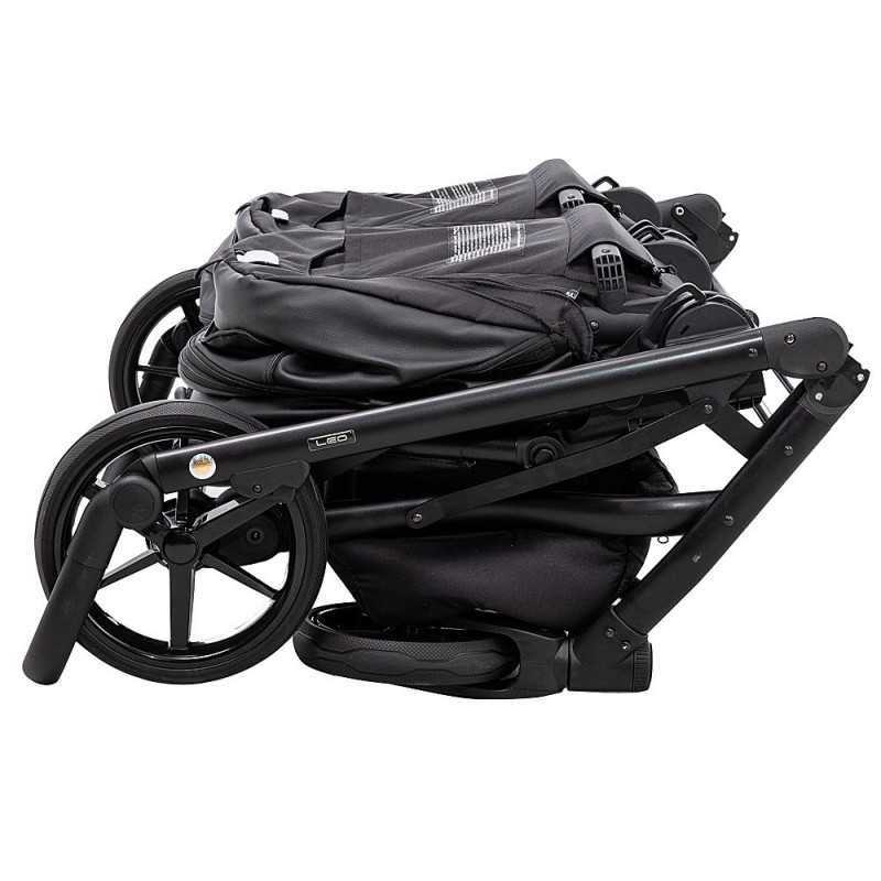 Універсальна коляска 2 в 1 для двійні Adamex Leo Duo Eco SA-2 чорний