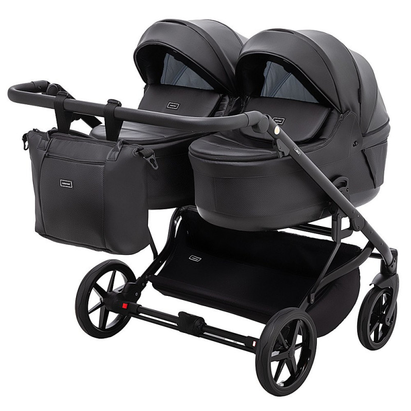 Універсальна коляска 2 в 1 для двійні Adamex Leo Duo Eco SA-2 чорний