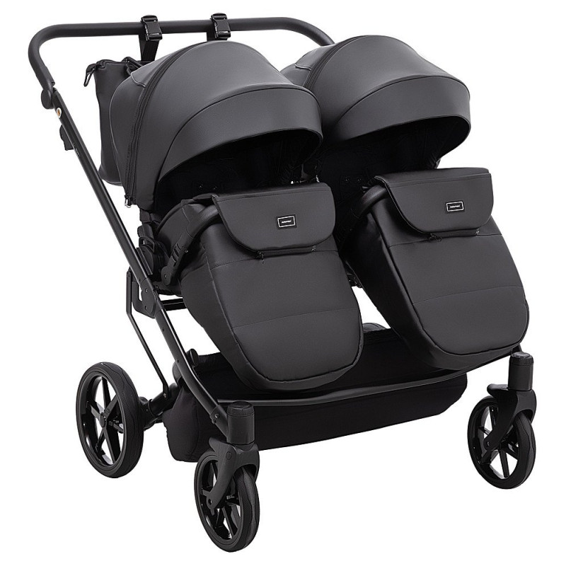 Універсальна коляска 2 в 1 для двійні Adamex Leo Duo Eco SA-2 чорний
