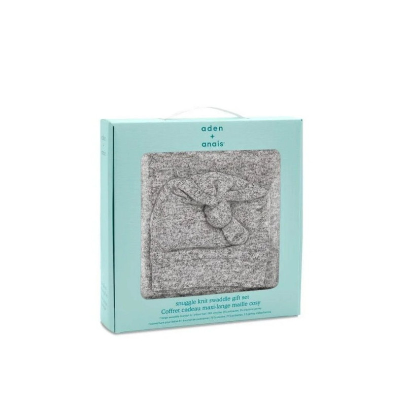 Пелюшка ADEN+ANAIS Подарунковий набір з трикотажного мусліну + шапочка heather grey