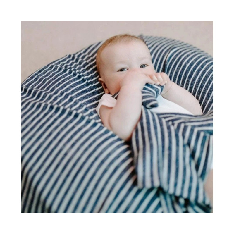 Пелюшка ADEN+ANAIS Подарунковий набір з трикотажного мусліну + шапочка navy stripe