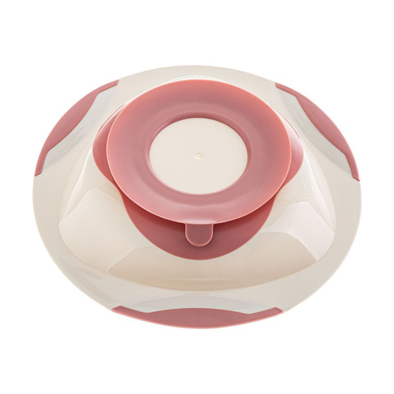 Тарілка на присосці Akuku A0525 рожевий-сірий