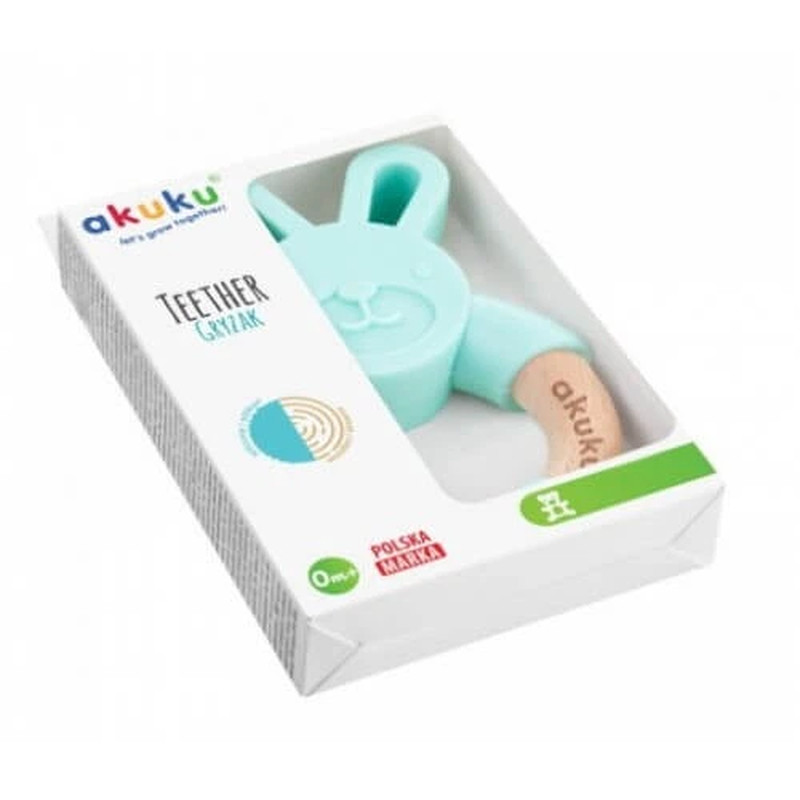 Силіконово-дерев'яний прорізувач Кролик Akuku A0137