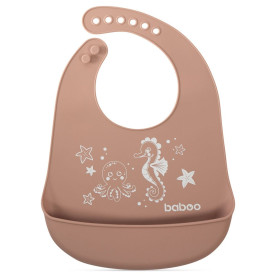 Слинявчик BABOO Нагрудник силіконовий , cacao, Sea Life, 4+ міс