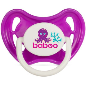 Пустушка BABOO симетрична силіконова, фіолетова, Sea Life, 0+ міс