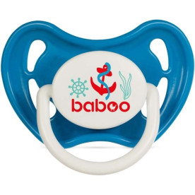 Пустушка BABOO симетрична латексна, блакитна, Marine, 6+ міс