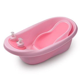 Ванна дитяча Babyhood складана Комфорт синя та гіркою Дельфін рожева BH-314P
