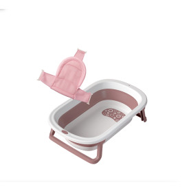 Ванночка складна Babyhood Комфорт червона +Гірка натяжна у ванночку рожева 323P+211P