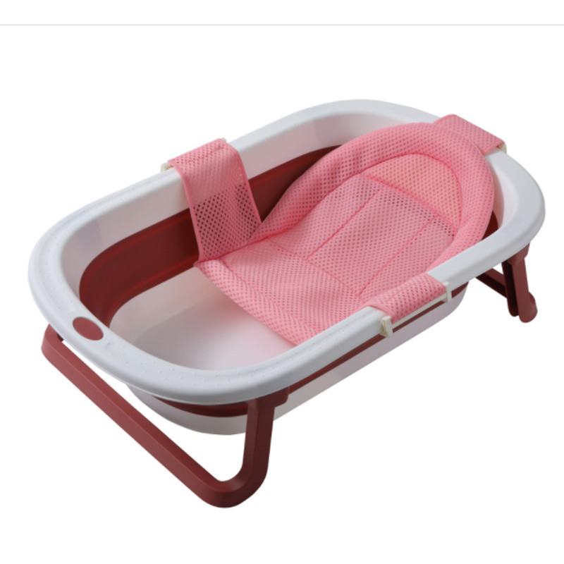 Ванночка складна Babyhood Комфорт червона +Гірка натяжна у ванночку рожева 323P+211P
