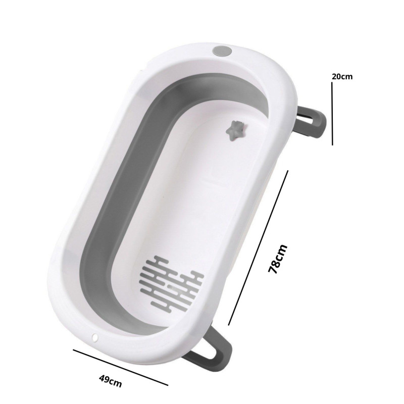 Ванна дитяча Babyhood складана Комфорт сіра та гіркою Морський світ BH-326G SW