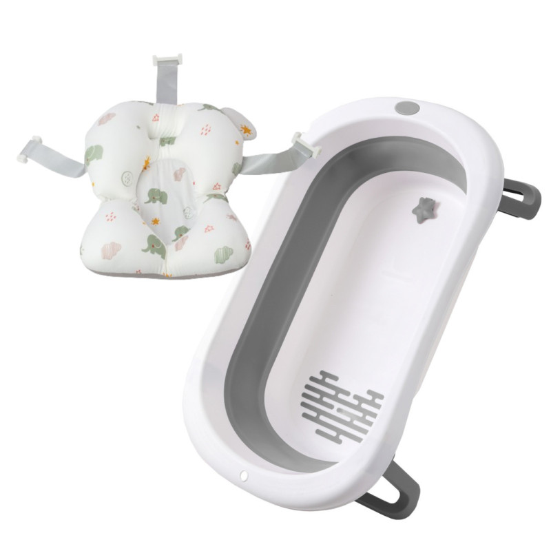 Ванна дитяча Babyhood складана Комфорт сіра та гіркою Зорепад BabyhoodBH-326G W