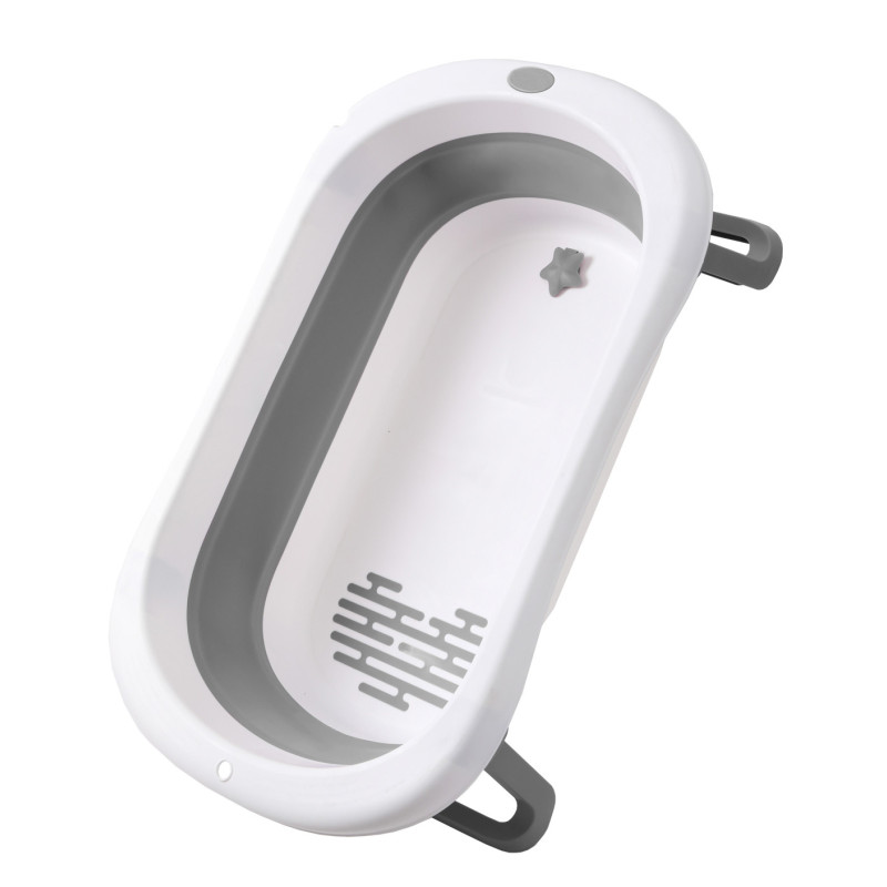 Ванна дитяча Babyhood складана Комфорт сіра та гіркою Зорепад BabyhoodBH-326G W