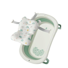 Ванна дитяча Babyhood складана Комфорт сіра та гіркою натяжною для купання Cлоненя BH-326LG+E