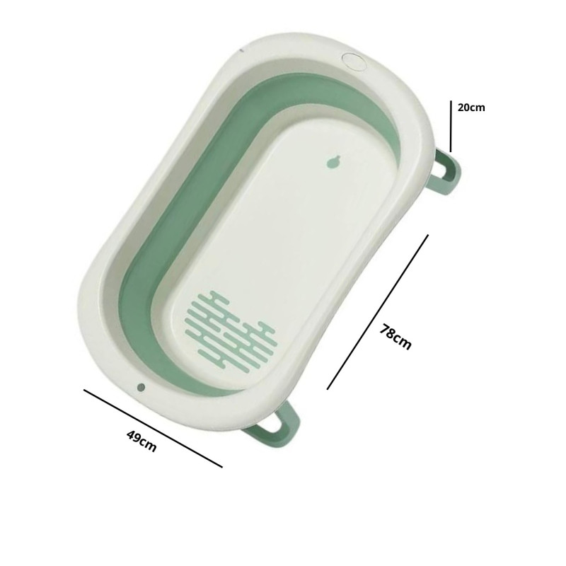 Ванна дитяча Babyhood складана Комфорт сіра та гіркою натяжною для купання Cлоненя BH-326LG+E