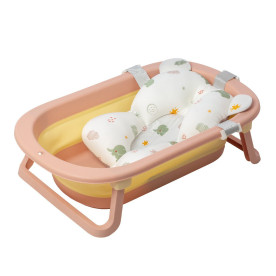 Ванна складана Babyhood Комфорт Плюс з термометром Рожева та гіркою Слоненя BH-328PY E