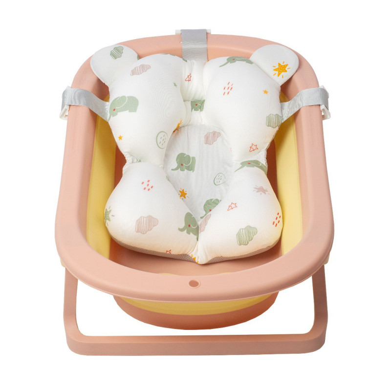 Ванна складана Babyhood Комфорт Плюс з термометром Рожева та гіркою Слоненя BH-328PY E