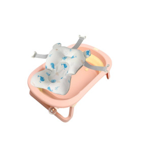 Ванна складана Babyhood Комфорт Плюс з термометром Рожева та гіркою Морський світ BH-328PY SW