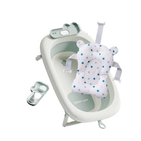 Ванна дитяча Babyhood складана з термометром зелена та гіркою Зорепад BH-338G W