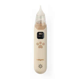 BabyOno Аспіратор для носа електронний з LCD екраном та мелодіями зарядка Type-C бежевий