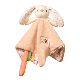 BabyOno Обіймашка для малюків з брязкальцем Веселий кролик 25*25 см