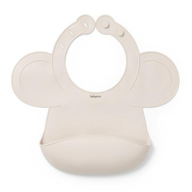 BabyOno Нагрудник силіконовий з регульованою застібкою 30 см x 28 см Бежевий
