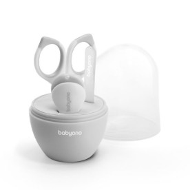 BabyOno Косметичний набір для догляду за нігтями пилочка ножниці щипчики Сірий