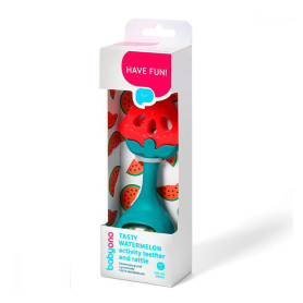 BabyOno Прорізувач для зубів розвиваючий з брязкальцем Кавунчик