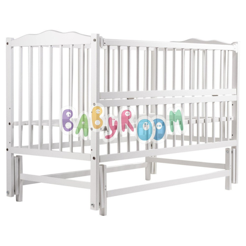 Ліжечко Babyroom Веселка DVMO-2 маятник, відкидний бік бук білий