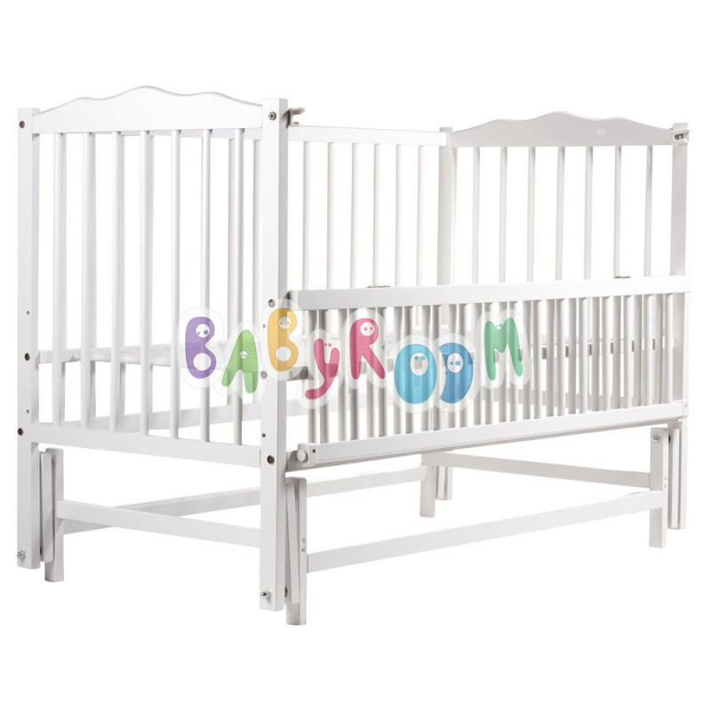 Ліжечко Babyroom Веселка DVMO-2 маятник, відкидний бік бук білий