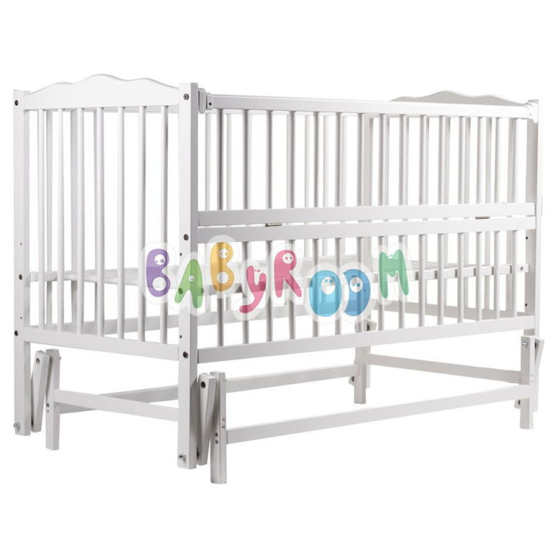 Ліжечко Babyroom Веселка DVMO-2 маятник, відкидний бік бук білий