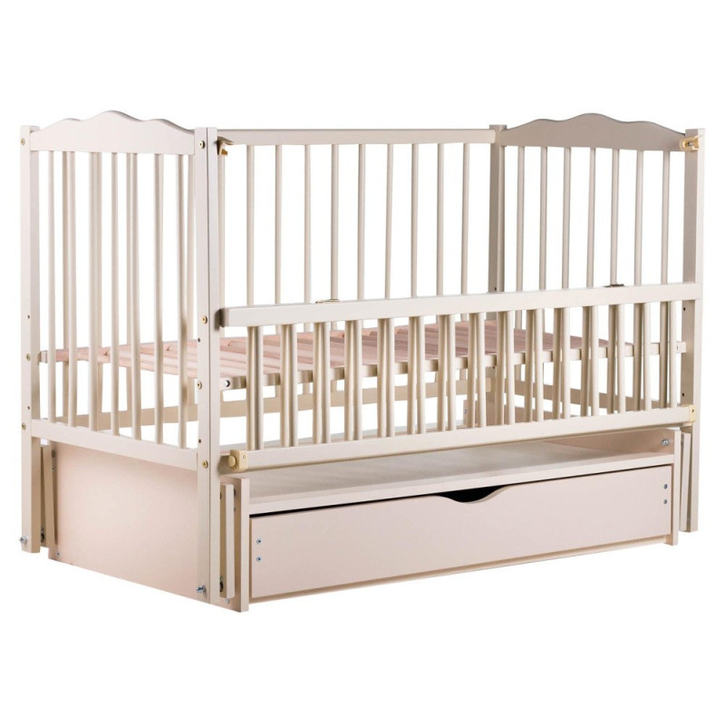 Ліжечко Babyroom Веселка DVMYO-3 маятник, ящик, відкидний бік бук слонова кістка