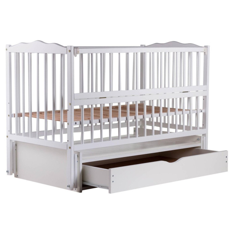 Ліжечко Babyroom Веселка DVMYO-3 маятник, ящик, відкидний бік бук білий