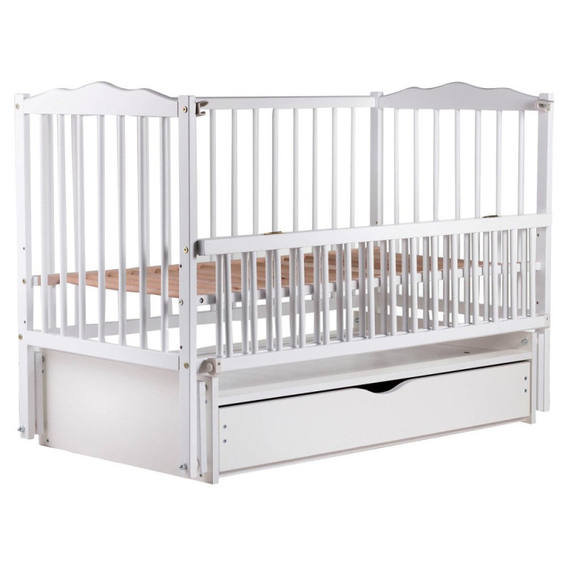 Ліжечко Babyroom Веселка DVMYO-3 маятник, ящик, відкидний бік бук білий