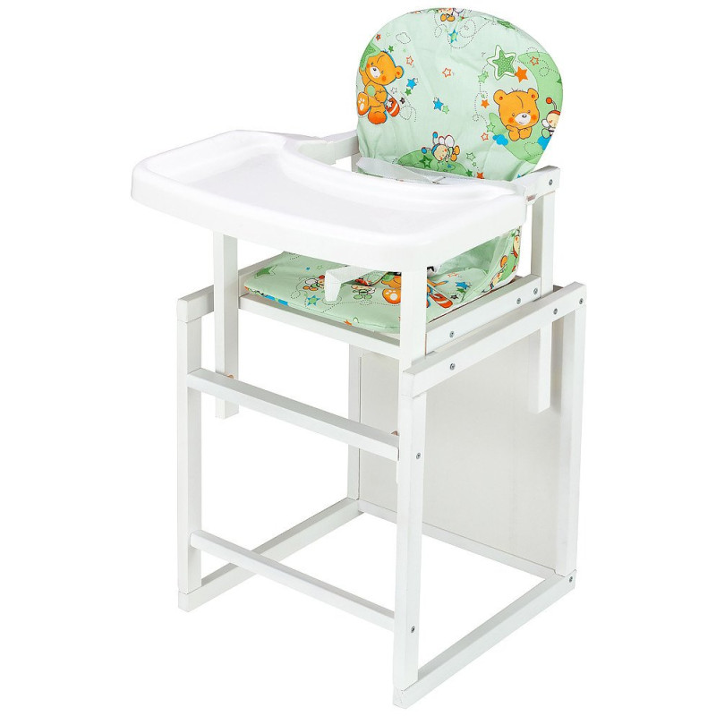 Стілець Babyroom трансформер Поні-240 білий зелений ведмедики та бджілки