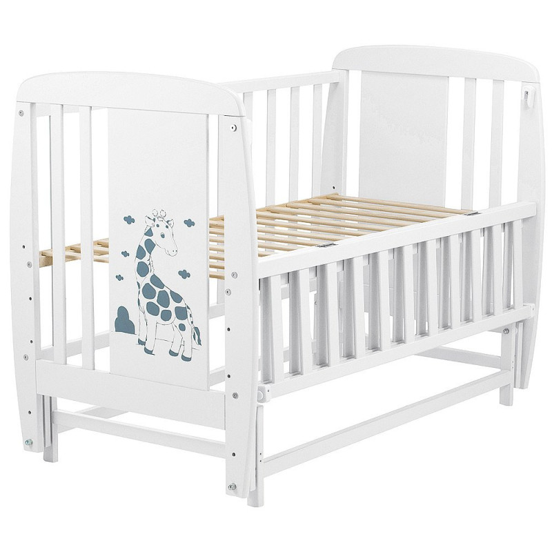 Ліжечко Babyroom Жирафік DJMO-02 маятник, відкидний бік бук білий