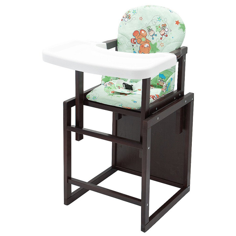 Стілець Babyroom трансформер Поні-220 тонований зелений ведмедики та бджілки