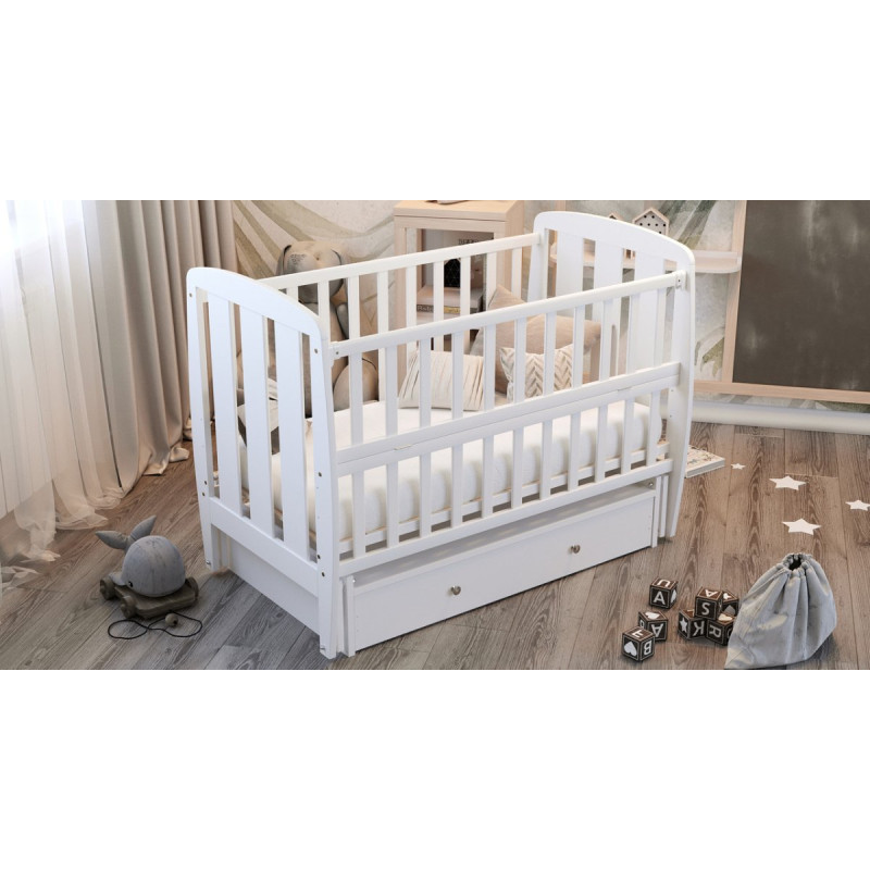 Ліжечко Babyroom Кулька SH-03 маятник, ящик, відкидний бік бук білий