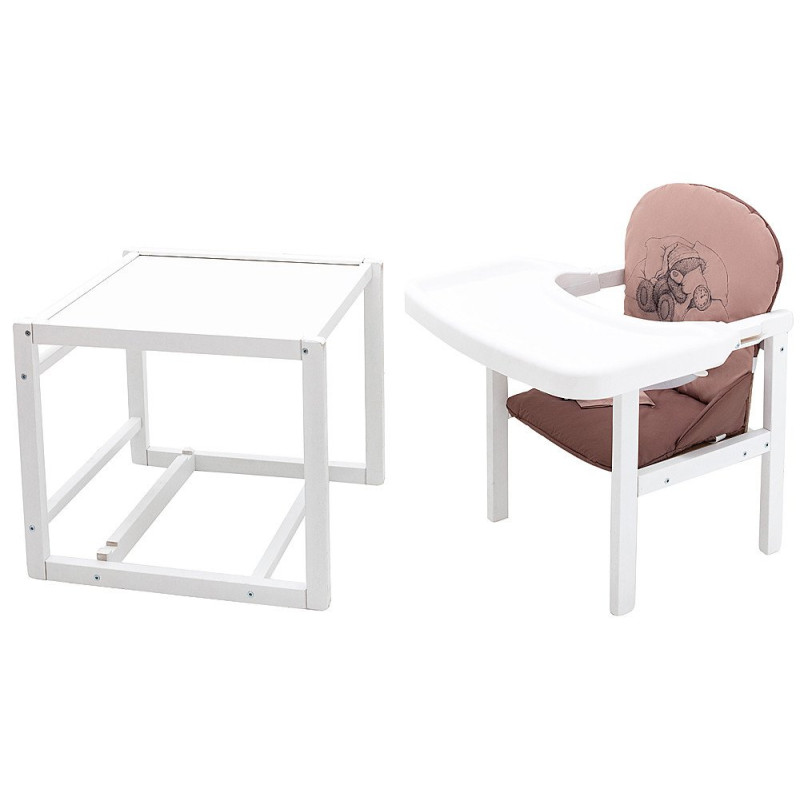 Стілець Babyroom трансформер Вінні-240 білий капучино / шоколад ведмедик з будильником