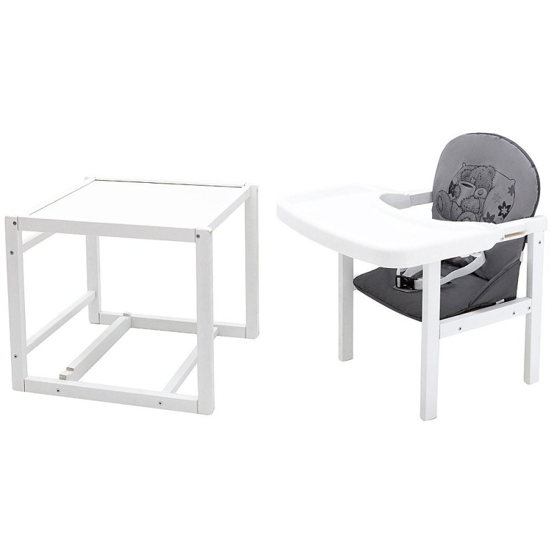 Стілець Babyroom трансформер Вінні-240 білий сірий / графіт ведмедик з чашкою