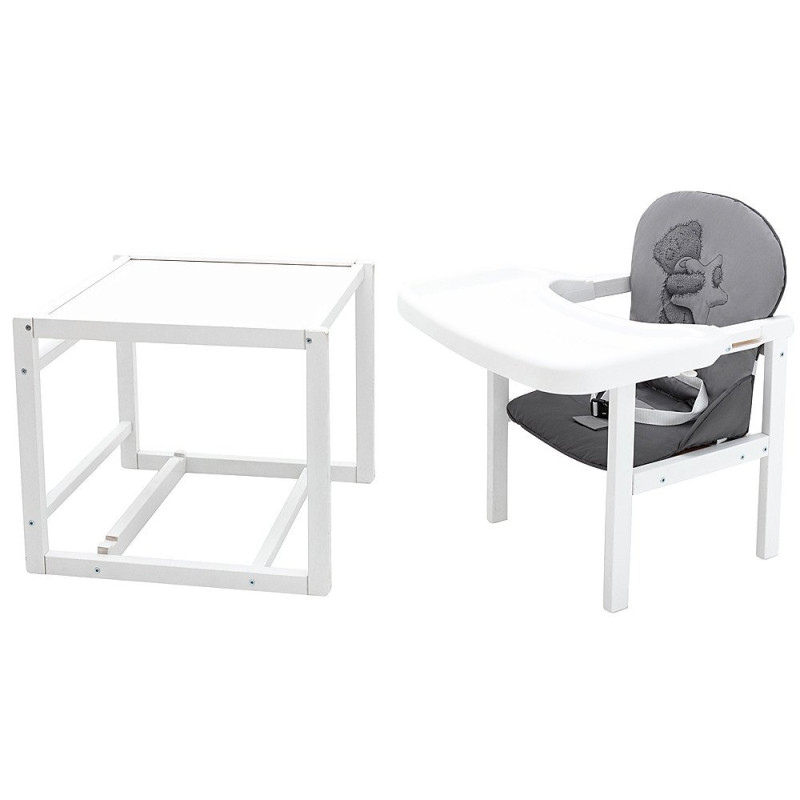 Стілець Babyroom трансформер Вінні-240 білий сірий / графіт ведмедик і зірка