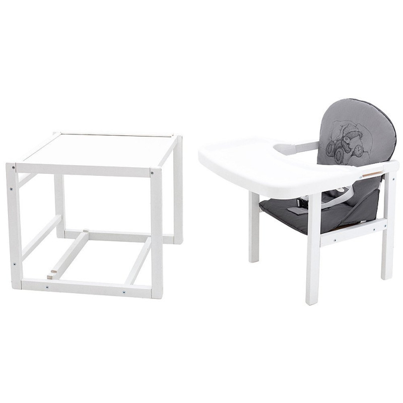 Стілець Babyroom трансформер Вінні-240 білий сірий / графіт ведмедик з будильником