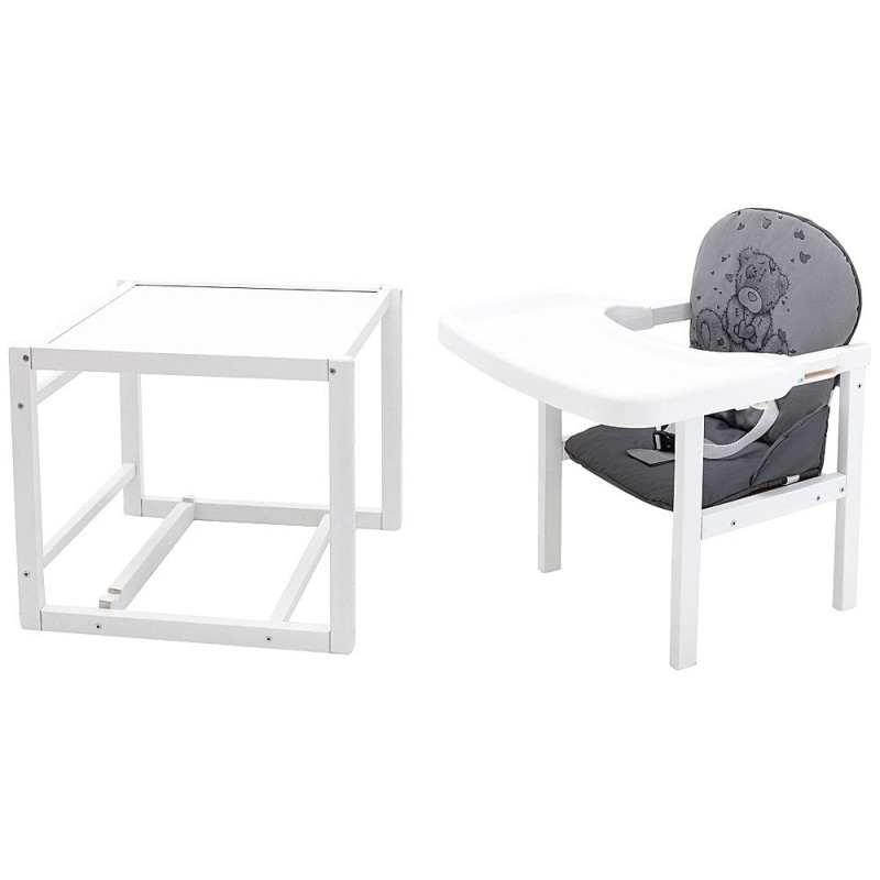 Стілець Babyroom трансформер Вінні-240 білий сірий / графіт ведмедик з серцем