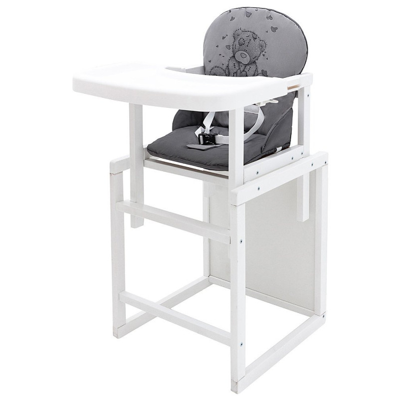 Стілець Babyroom трансформер Вінні-240 білий сірий / графіт ведмедик з серцем