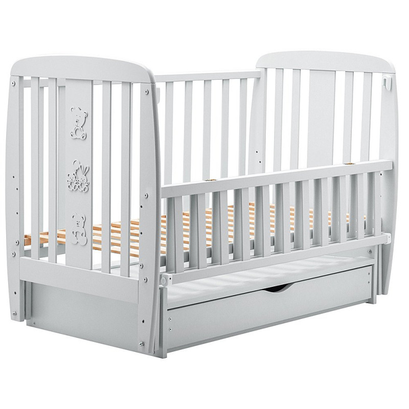 Ліжечко Babyroom Друзі DDMYO-3 маятник, ящик, відкидний бік бук сірий