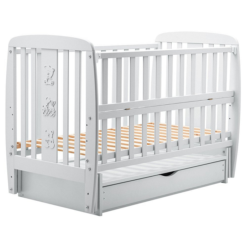 Ліжечко Babyroom Друзі DDMYO-3 маятник, ящик, відкидний бік бук сірий