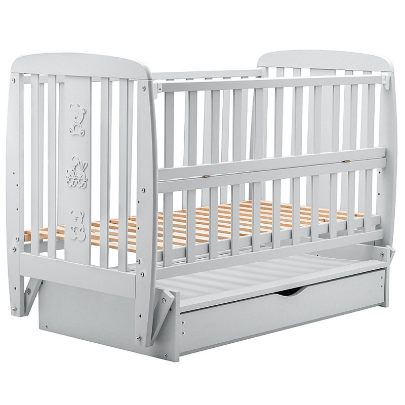 Ліжечко Babyroom Друзі DDMYO-3 маятник, ящик, відкидний бік бук сірий